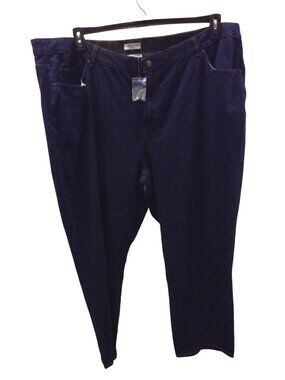 Catherines Womens Knit Jean Fly Front Pants Plus Size 32W Blue Stretch Blend
